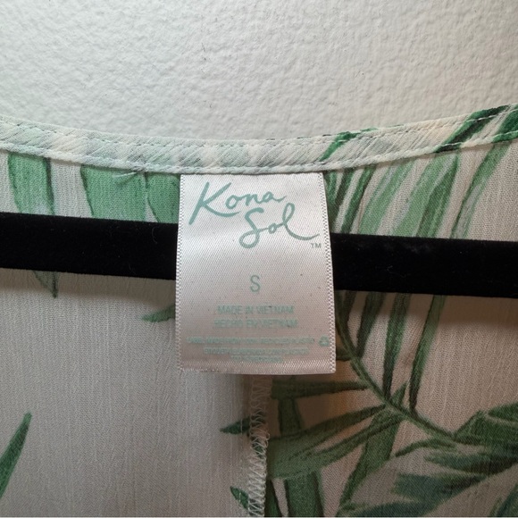 Kona Sol Swimsuit Kaftan Cover Up Small Tropical With Palm Leaf Sheer - Picture 3 of 10